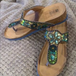 White mountain bling sandals